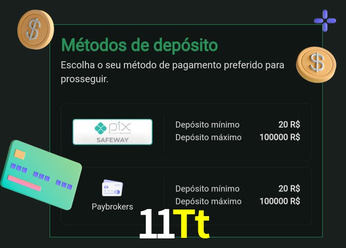 O cassino 11Tt oferece uma grande variedade de métodos de pagamento